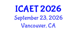 International Conference on Aviation Engineering and Technology (ICAET) September 23, 2026 - Vancouver, Canada