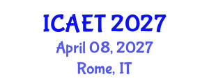 International Conference on Aviation Engineering and Technology (ICAET) April 08, 2027 - Rome, Italy