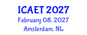 International Conference on Aviation Engineering and Technology (ICAET) February 08, 2027 - Amsterdam, Netherlands International Conference on Aviation Engineering and Technology (ICAET) February 08, 2027 - Amsterdam, Netherlands