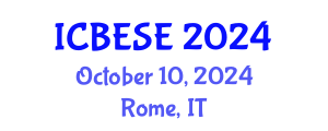 International Conference on Biodiversity, Energy Systems and Environment (ICBESE) October 10, 2024 - Rome, Italy