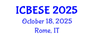 International Conference on Biodiversity, Energy Systems and Environment (ICBESE) October 18, 2025 - Rome, Italy