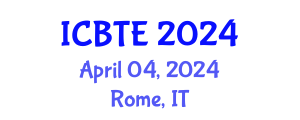 International Conference on Biogeochemistry of Trace Elements (ICBTE) April 04, 2024 - Rome, Italy