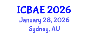 International Conference on Biological and Agricultural Engineering (ICBAE) January 28, 2026 - Sydney, Australia