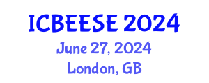 International Conference on Biological, Ecological and Environmental Sciences, and Engineering (ICBEESE) June 27, 2024 - London, United Kingdom