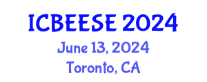 International Conference on Biological, Ecological and Environmental Sciences, and Engineering (ICBEESE) June 13, 2024 - Toronto, Canada