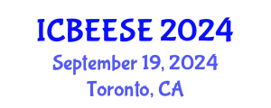 International Conference on Biological, Ecological and Environmental Sciences, and Engineering (ICBEESE) September 19, 2024 - Toronto, Canada