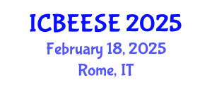 International Conference on Biological, Ecological and Environmental Sciences, and Engineering (ICBEESE) February 18, 2025 - Rome, Italy