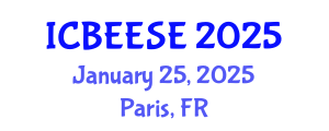 International Conference on Biological, Ecological and Environmental Sciences, and Engineering (ICBEESE) January 25, 2025 - Paris, France