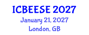 International Conference on Biological, Ecological and Environmental Sciences, and Engineering (ICBEESE) January 21, 2027 - London, United Kingdom International Conference on Biological, Ecological and Environmental Sciences, and Engineering (ICBEESE) January 21, 2027 - London, United Kingdom