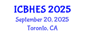 International Conference on Biological, Health and Environmental Sciences (ICBHES) September 20, 2025 - Toronto, Canada