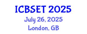 International Conference on Biological Science, Engineering and Technology (ICBSET) July 26, 2025 - London, United Kingdom