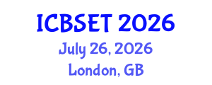 International Conference on Biological Science, Engineering and Technology (ICBSET) July 26, 2026 - London, United Kingdom