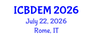 International Conference on Biomedical Device Engineering and Materials (ICBDEM) July 22, 2026 - Rome, Italy