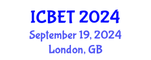 International Conference on Biomedical Engineering and Technology (ICBET) September 19, 2024 - London, United Kingdom