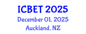 International Conference on Biomedical Engineering and Technology (ICBET) December 01, 2025 - Auckland, New Zealand