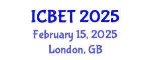 International Conference on Biomedical Engineering and Technology (ICBET) February 15, 2025 - London, United Kingdom
