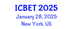 International Conference on Biomedical Engineering and Technology (ICBET) January 28, 2025 - New York, United States