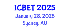 International Conference on Biomedical Engineering and Technology (ICBET) January 28, 2025 - Sydney, Australia
