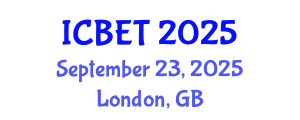 International Conference on Biomedical Engineering and Technology (ICBET) September 23, 2025 - London, United Kingdom