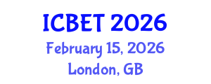 International Conference on Biomedical Engineering and Technology (ICBET) February 15, 2026 - London, United Kingdom