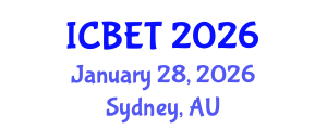 International Conference on Biomedical Engineering and Technology (ICBET) January 28, 2026 - Sydney, Australia