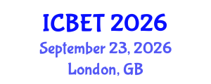 International Conference on Biomedical Engineering and Technology (ICBET) September 23, 2026 - London, United Kingdom