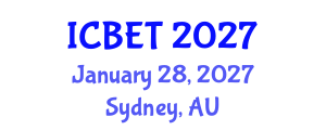 International Conference on Biomedical Engineering and Technology (ICBET) January 28, 2027 - Sydney, Australia International Conference on Biomedical Engineering and Technology (ICBET) January 28, 2027 - Sydney, Australia