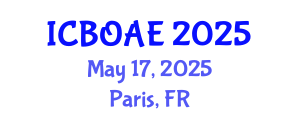 International Conference on Biomedical Optics, Applications and Engineering (ICBOAE) May 17, 2025 - Paris, France