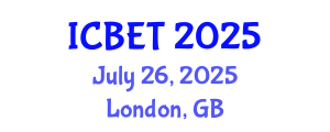International Conference on Bioscience Engineering and Technology (ICBET) July 26, 2025 - London, United Kingdom