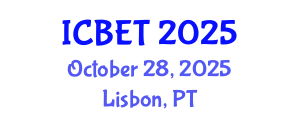 International Conference on Bioscience Engineering and Technology (ICBET) October 28, 2025 - Lisbon, Portugal