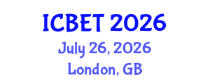 International Conference on Bioscience Engineering and Technology (ICBET) July 26, 2026 - London, United Kingdom