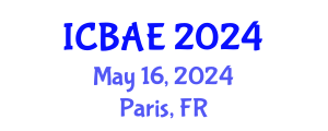 International Conference on Biosystems and Agricultural Engineering (ICBAE) May 16, 2024 - Paris, France