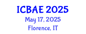 International Conference on Biosystems and Agricultural Engineering (ICBAE) May 17, 2025 - Florence, Italy