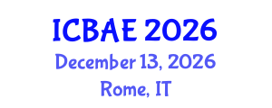 International Conference on Biosystems and Agricultural Engineering (ICBAE) December 13, 2026 - Rome, Italy