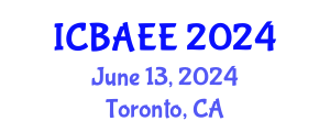 International Conference on Biotechnology, Agriculture, Environment and Energy (ICBAEE) June 13, 2024 - Toronto, Canada