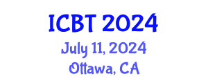 International Conference on Biotechnology (ICBT) July 11, 2024 - Ottawa, Canada