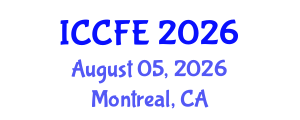 International Conference on Chemical and Food Engineering (ICCFE) August 05, 2026 - Montreal, Canada