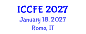 International Conference on Chemical and Food Engineering (ICCFE) January 18, 2027 - Rome, Italy International Conference on Chemical and Food Engineering (ICCFE) January 18, 2027 - Rome, Italy
