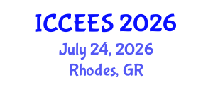 International Conference on Chemical, Ecology and Environmental Sciences (ICCEES) July 24, 2026 - Rhodes, Greece International Conference on Chemical, Ecology and Environmental Sciences (ICCEES) July 24, 2026 - Rhodes, Greece