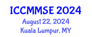 International Conference on Chemical Metallurgy, Metal Solutions and Electrochemistry (ICCMMSE) August 23, 2024 - Kuala Lumpur, Malaysia