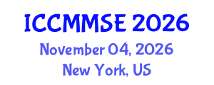 International Conference on Chemical Metallurgy, Metal Solutions and Electrochemistry (ICCMMSE) November 04, 2026 - New York, United States International Conference on Chemical Metallurgy, Metal Solutions and Electrochemistry (ICCMMSE) November 04, 2026 - New York, United States