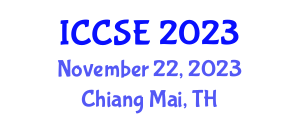 International Conference on Chemical Science and Engineering (ICCSE) November 22, 2023 - Chiang Mai, Thailand International Conference on Chemical Science and Engineering (ICCSE) November 22, 2023 - Chiang Mai, Thailand