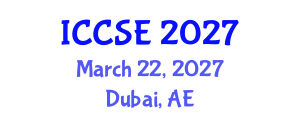 International Conference on Chemical Science and Engineering (ICCSE) March 22, 2027 - Dubai, United Arab Emirates