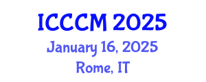 International Conference on Chemistry of Construction Materials (ICCCM) January 16, 2025 - Rome, Italy