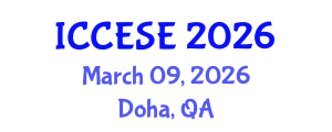 International Conference on Civil and Earth Science Engineering (ICCESE) March 09, 2026 - Doha, Qatar International Conference on Civil and Earth Science Engineering (ICCESE) March 09, 2026 - Doha, Qatar