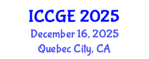 International Conference on Civil and Geological Engineering (ICCGE) December 16, 2025 - Quebec City, Canada