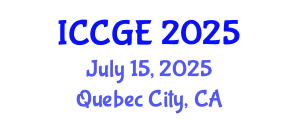 International Conference on Civil and Geological Engineering (ICCGE) July 15, 2025 - Quebec City, Canada