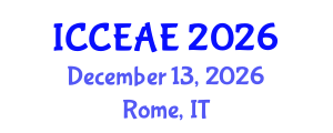 International Conference on Civil, Environmental and Architectural Engineering (ICCEAE) December 13, 2026 - Rome, Italy International Conference on Civil, Environmental and Architectural Engineering (ICCEAE) December 13, 2026 - Rome, Italy