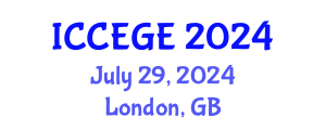 International Conference on Civil, Environmental and Geological Engineering (ICCEGE) July 29, 2024 - London, United Kingdom