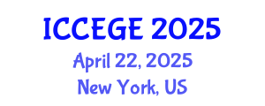 International Conference on Civil, Environmental and Geological Engineering (ICCEGE) April 22, 2025 - New York, United States